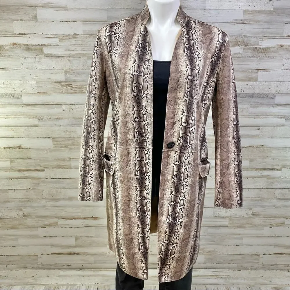 BlankNYC Snake Charmer Faux Suede Jacket Coat Womens Size XS Brown Tan